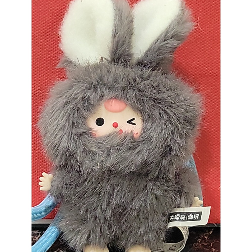Baby Three Super Mini Bunny LETTER M plush pendant keychain